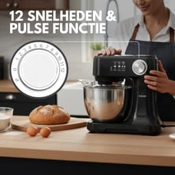 Keukenmachine - Keukenrobot - Foodprocessor met 12 Standen - Keukenmixer met RVS kom - Drie Opzetstukken - 3.5L - COOK-IT — thumbnail 4