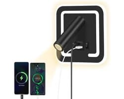 Muurgemonteerde Leeslamp met USB Oplaadpoort - 3000K Roterende Bedside Lamp