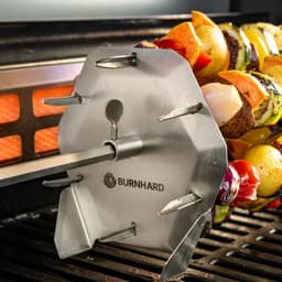 BURNHARD® RVS Spiesjes-Rondel, 6 XL-spiesen, gelijkmatige garing, vaatwasserbestendig, universeel aanpasbaar, ideaal voor Döner & Gyros, compatibel met draaispies – Luxe BBQ-accessoire — thumbnail 2
