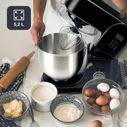 BLACK+DECKER - Keukenmachine 1000W - Keukenrobot - Foodprocessor - Keukenmixer RVS - 5.2L - Zwart — thumbnail 3
