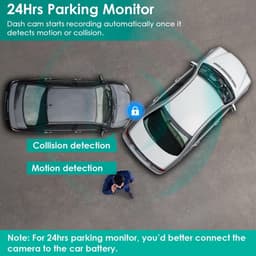 3-kanaals dashcam voor en achter - 1080P dashcam voor en binnen met nachtzicht, bewegingsdetectie, parkeermonitor, sensorbescherming en lusopname — thumbnail 4