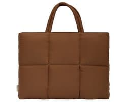 Selencia Vaya Puffy Laptoptas - Laptop Tas tot 16 inch Laptops - Mocha Brown