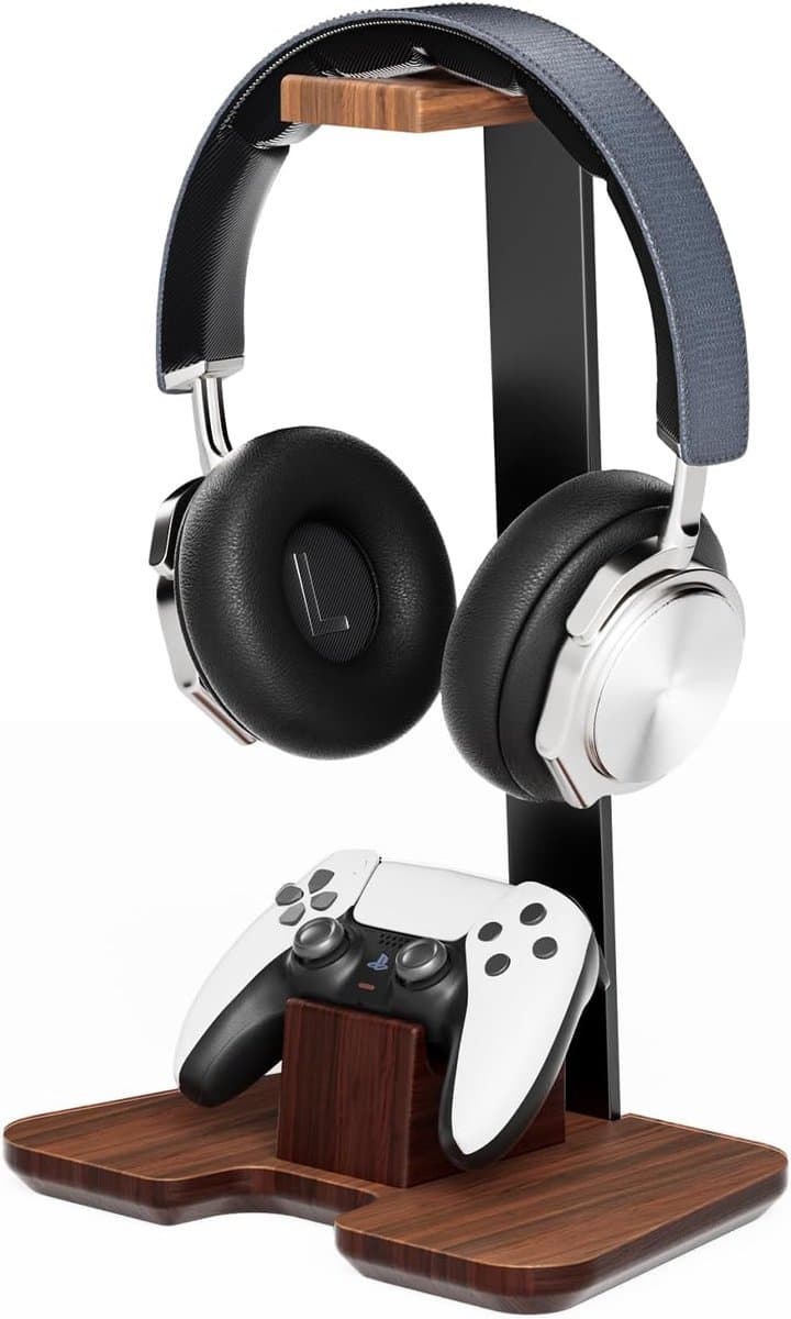 Controllerhouder - Koptelefoonstandaard - Accessoire opbergrek -Houten Controllerstandaard - Hoofdtelefoonstandaard Gamingtafel - Desktop Accessoires - Perfect voor Feestdecoratie - Kerstcadeau - Kerst — afbeelding 1