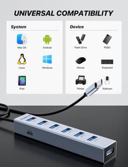 USB Hub met 7 Poorten voor Snelle Dataoverdracht — thumbnail 3