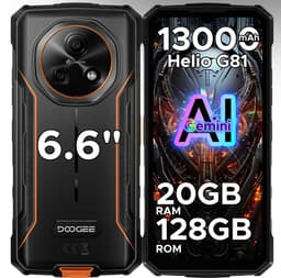 DOOGEE Fire 5 Pro 4G- Rugged Smartphone - 20 GB ROM+128 GB ROM/2 TB TF - 13000 mAh/18W - 6,6inch HD+ 90Hz- Android 15- MediaTek Helio G81 - Gemini AI - NFC- Face ID - IP68 - Oranje — thumbnail 1