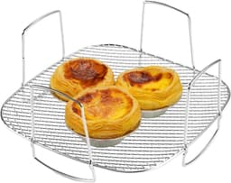 Airfryer-grillrek, Airfryer-rek voor oven - Airfryermand RVS Bakrek - Luchtfriteuserekken, herbruikbare luchtfriteusegrill voor keukenhuishoudens — thumbnail 5