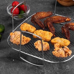 Airfryer-grillrek, Airfryer-rek voor oven - Airfryermand RVS Bakrek - Luchtfriteuserekken, herbruikbare luchtfriteusegrill voor keukenhuishoudens — thumbnail 3