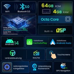 Junsun Android 15 Autoradio Geschikt voor Toyota Avensis T27 2008-2015 Accessoires, Draadloze CarPlay & Andriod Auto, DAB+, GPS-Navigatie, WIFI, Bluetooth, RDS, DSP, SWC, 9-inch Touchscreen, 4 GB+64 GB, DSP, Octa-Core processor — thumbnail 5