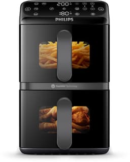 Philips 4000 Series Dual-Stacked Dubbele Airfryer – NA460/00 - 2 Lades (Sync) – 10 L – Tot 6 Personen – Bespaart 45% Ruimte — thumbnail 3