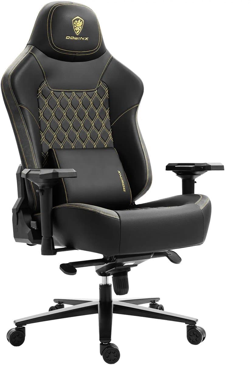 Dowinx Gamingstoel - Ergonomische Bureaustoel - 200 kg Draagvermogen - 4D Armleuningen - Lendensteun - Verstelbaar - Zwart — afbeelding 1