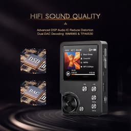 MP3-Speler - HiFi Muziekspeler - Lossless Audio - Digitale Muziekspeler Met Scherm - 16GB Intern Geheugen + 256GB Uitbreidbaar - High Resolution Geluid - DAC - USB-C - Draagbaar - Audio Speler — thumbnail 3
