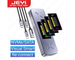 JEYI i9X - Slimme SSD Behuizing - USB 3.2 Gen 2 10Gbps - Visueel Display - Externe Adapter - Voor Geavanceerde Gebruikers - Model i9X