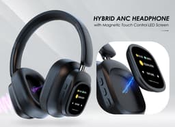 Siindoo JH-ANC930 Plus Bluetooth 5.3 Over-Ear Koptelefoon – Hybrid Active Noise Cancelling ANC – LED Touchscreen Display – 40 mm Drivers – Diepe Bass – Bluetooth & 3.5 mm – Lange Batterijduur – Memory Foam Comfort – Zwart — thumbnail 3