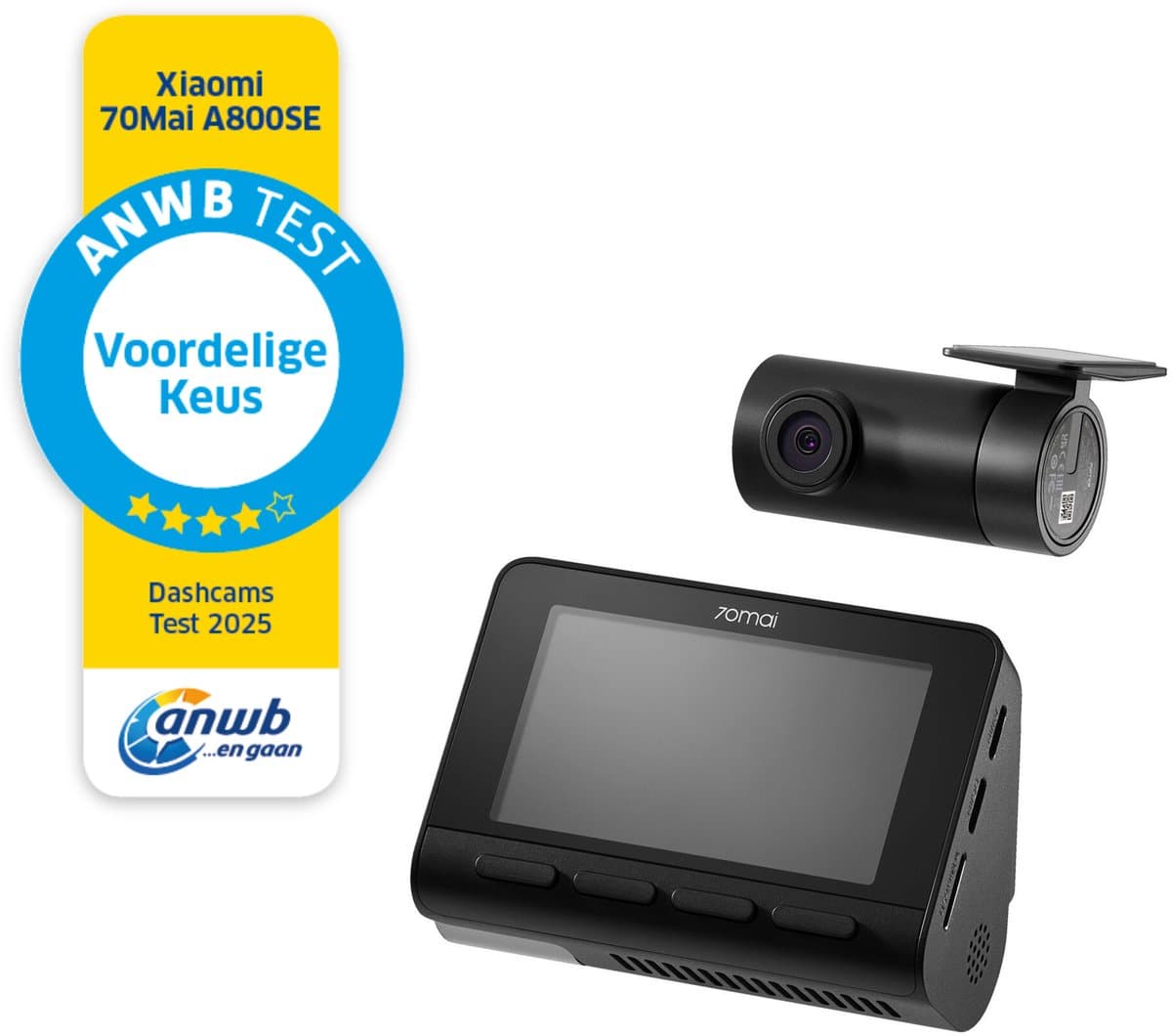 70mai Dash Cam 4K A800SE Set - Dashcam voor en achter - 4K Ultra HD opname - GPS en ADAS ondersteuning - Parkeerstand beveiliging - Nachtzicht met HDR - WiFi app bediening en G-sensor voor incidentdetectie — afbeelding 1