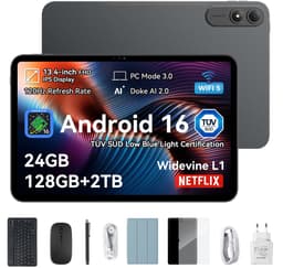 OSCAL Pad 200 Tablet - 24GB RAM - 128GB ROM - 13.4 Inch Full HD - 8300mAh AI Tablet - Android 16 - Met Toetsenbord(QWERTY), Beschermhoes, Muis, Stylus - Zwart — thumbnail 1