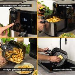 Airfryer 5L met Digitale Timer en 8 Programma's | Roestvrijstalen Mand | Gezond Frituren tot 200°C — thumbnail 4