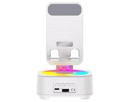 Elkuaie Bluetooth Speaker Draadloos - Lichteffecten - Met RGB Verlichting En Telefoonhouder Voor Bureaugebruik - 1 Stuks - Voor Kamer En Woonkamer Wit