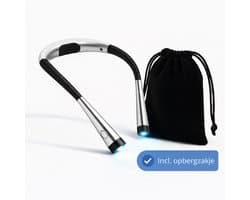 Snoozzle Neklamp Oplaadbaar - Inclusief Opbergzakje - leeslampje voor boek - Bedlamp - E-reader - Draadloos Leeslampje - Neklampje voor Haakwerk - 9 lichtstanden - Batterij van 80 uur - Zilver