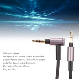 Audio-upgradekabel 3,5 mm naar 3,5 mm met microfoon voor hoofdtelefoons - compatibel met WH-1000XM4, XM3, XM2, MDR-1A, Hesh 3, Hesh 2. — thumbnail 4