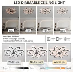 90cm Dimbare Plafondlamp Met Afstandsbediening Voor Slaapkamer En Woonkamer — thumbnail 4