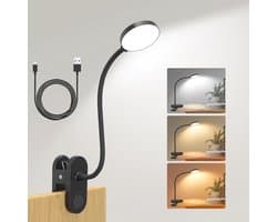 LED Clip On Leeslamp met 3 Kleurmodi en 10 Helderheden - Oplaadbaar en Flexibel