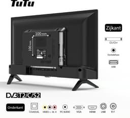 TuTu Standaard TV - LED HD - 24 inch/61 cm - Frameless Design - Triple Tuner DVB-T/T2/C/S/S2 - HDMI x1, USB x1, CI+ - TUB24F1DN — thumbnail 5