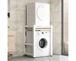 Wasmachine Rek met Opbergruimte - In hoogte Verstelbare Standaard voor Wasmachine en Droger