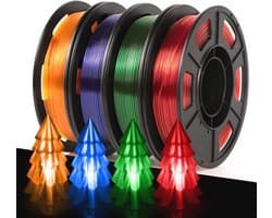 PETG Filament 1.75mm - Transparant Bicolor 3D Printer Filament Set - 250g Spoel (4 Stuks)