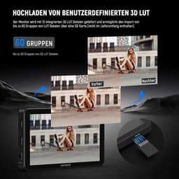 NEEWER F700 7" cameramonitor, 2000 nit HD 1920 x 1080 IPS-touchscreen met 3D LUT, 4K HDMI-loop-in/uit met Peak Focus DSLR Video Assist HDR-golfvorm, cold shoe-bevestiging, 2 NP-F750-accu's en kabels — thumbnail 5