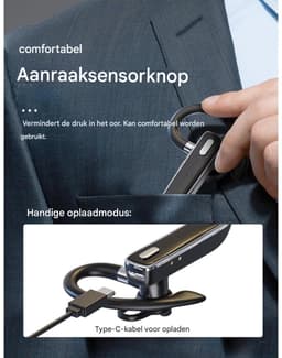 GELLDG Bluetooth-headset - Draadloze headset met microfoon - Headset voor in de auto - Tot 15 uur gesprekstijd - Geschikt voor iOS- en Android-telefoons — thumbnail 4
