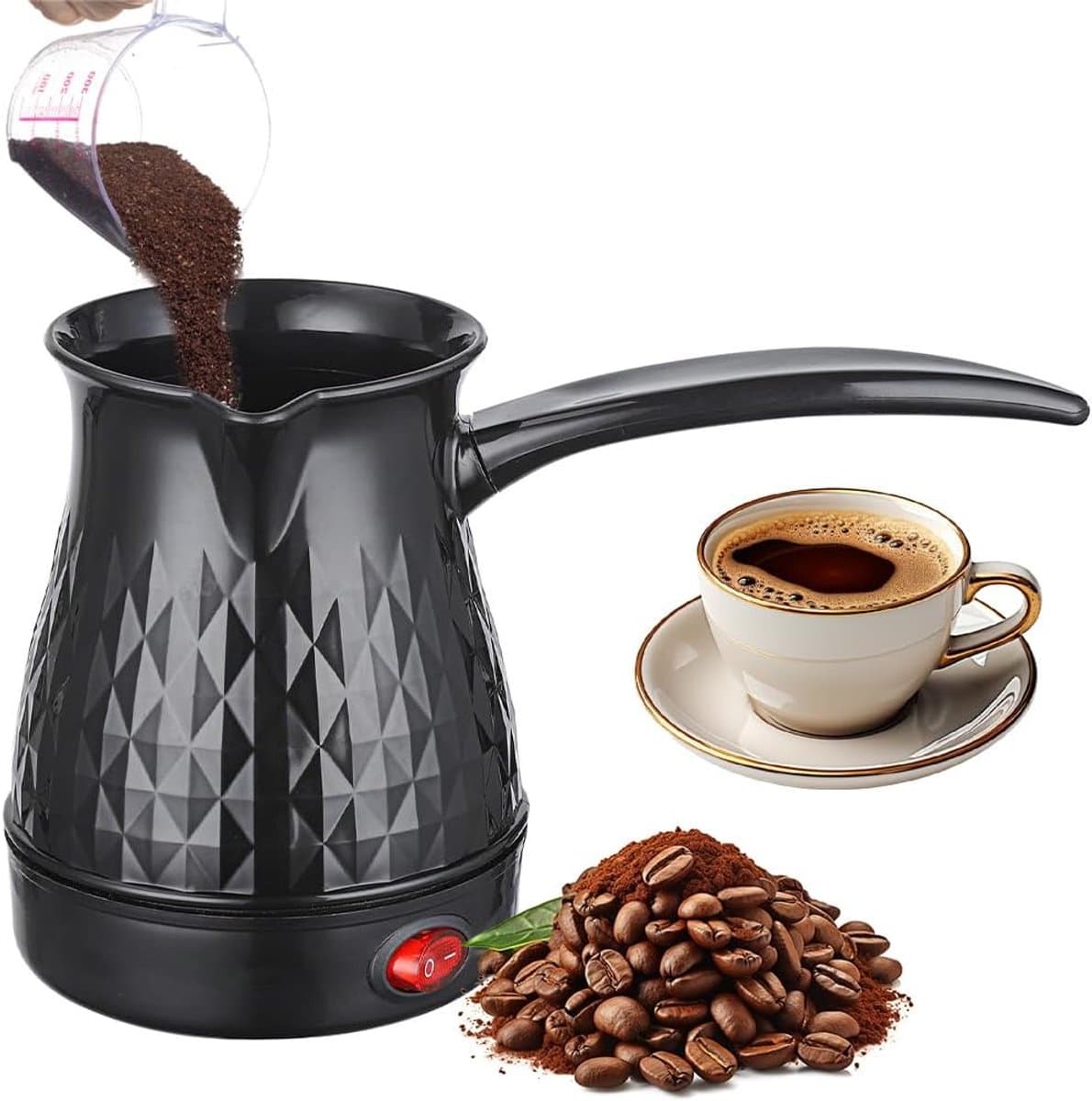 Elektrisch Koffiezetapparaat - Espressomachine - 500 Ml Arabisch - inductie - Machine Pot Warmer Ketel - Turkse koffiekan - voor camping,Thuis, Thee, Koffie - stijlvol - zwart — afbeelding 1