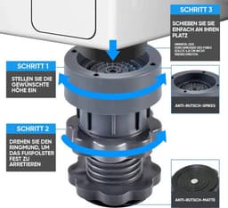 De wasmachine heeft 4 in hoogte verstelbare poten. — thumbnail 4