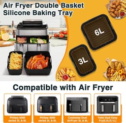 28 stuks Airfryer-accessoires, accessoireset Geschikt voor Philips Dual Basket Airfryer 3000/5000 serie (6 l/3 l), Dual Easy 5,2 l/3,1 l, siliconen vormen, grillrooster, bakvorm, keuken — thumbnail 5