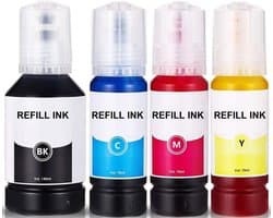 Navulinkt Set 350ml Zwart, Cyaan, Magenta, Geel voor EcoTank Printers