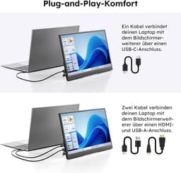 Draagbare monitor - Extern beeldscherm - Werk en entertainment - Verstelbare standaard - 156 inch - Zwart — thumbnail 3
