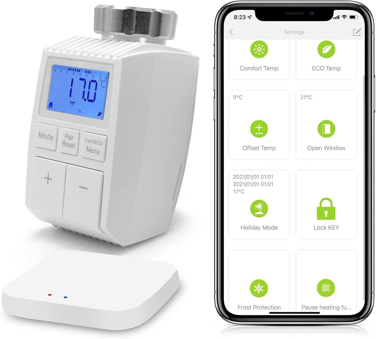 Slim Wifi Thermostaat voor Radiator met Zigbee Hub - Energie Besparen & App Bediening — afbeelding 1