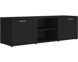 TV-kast 120 cm zwart multiplex met 2 deuren en open compartimenten