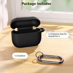 Stootvaste Siliconen Hoes met Karabijnhaak voor AirPods Pro 3 (2025) - Zichtbare LED — thumbnail 4