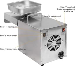 Elektrische Oliepers - Automatische Oliepers Machine - RVS - Voor Zaden & Noten - Koude en Warme Persing - RVS Keukenmachine — thumbnail 3