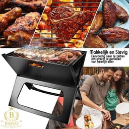 Uitklapbaar Houtskool Barbecue Basco® – Kleine Houtskool BBQ Grill Rooster – Draagbaar Rechthoek Vlees Kolen BBQ – Balkon BBQ — thumbnail 3