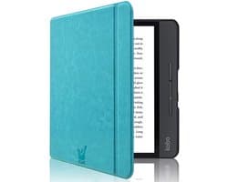Hoes geschikt voor Kobo Libra H2O - Book Case Kunstleer Wallet Cover Hoesje Blauw