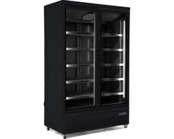 Combisteel Koelkast - 1000L - Zwart - 0°C/+10°C - Geforceerd - 2 Draaideuren - Wielen - 1253x710x2003mm - Horeca Koelkast