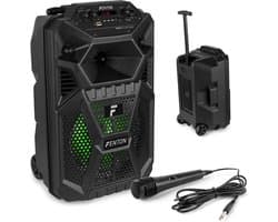 Bluetooth speaker - Fenton FPC8T - 100W party speaker / karaoke set met Bluetooth, mp3 speler, microfoon en LED verlichting