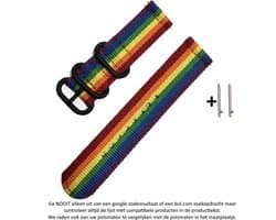 22mm Regenboog Nylon sporthorloge Bandje geschikt voor bepaalde 22mm smartwatches van verschillende bekende merken (zie lijst met compatibele modellen in producttekst) - Maat: zie foto - gespspluiting – Rainbow
