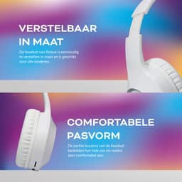 Relave Koptelefoon Bluetooth met led verlichting - Kinder Koptelefoon / Hoofdtelefoon Draadloos Over Ear - Wit — thumbnail 3