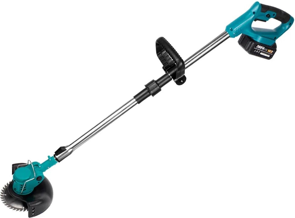 Grasmaaier elektrisch - Grasmaaier accu - Grastrimmer - 1500W - Opvouwbaar - Draadloos - 2x Makita 18V batterij – lichtblauw — afbeelding 1