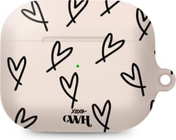xoxo Wildhearts hoesje geschikt voor AirPods Pro - All Yours - Matte - Ook als telefoonhoesje verkrijgbaar - schokbestendige case - koptelefoon hoesje - Mat - Beschermhoes met hartjesprint - hartjes - Beige - Zwart — thumbnail 1