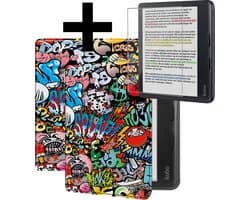 Hoes Geschikt voor Kobo Libra Colour - E-reader Bescherm Hoesje Case Sleep Cover Met Screenprotector - Hoes Geschikt voor Kobo Libra Colour Hoesje - Graffity