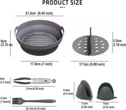 Airfryer accessoires set -Airfryer siliconen bakvorm -Airfryer kookgerei set -Airfryer inzet en scheidingswand -Siliconen airfryer kookgerei -Grijs — thumbnail 2