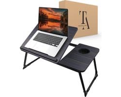 TrueLogic Alpha Bedtafel - Laptoptafel - Laptop standaard - Voor laptops t/m 17 inch - Ontbijttafel - Ontbijt op bed - Black Stripes